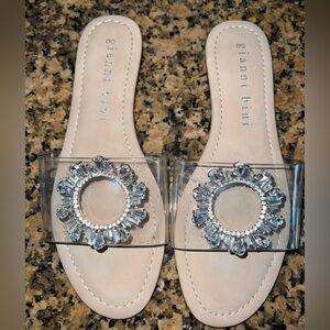 Gianni Bini Clear and Silver Sandals
